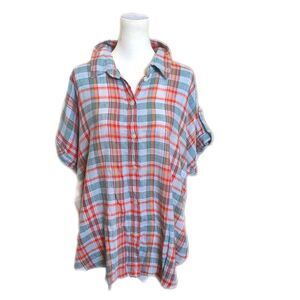 5/$55 American Eagle Outfitters NWT oversized button down plaid blouse S